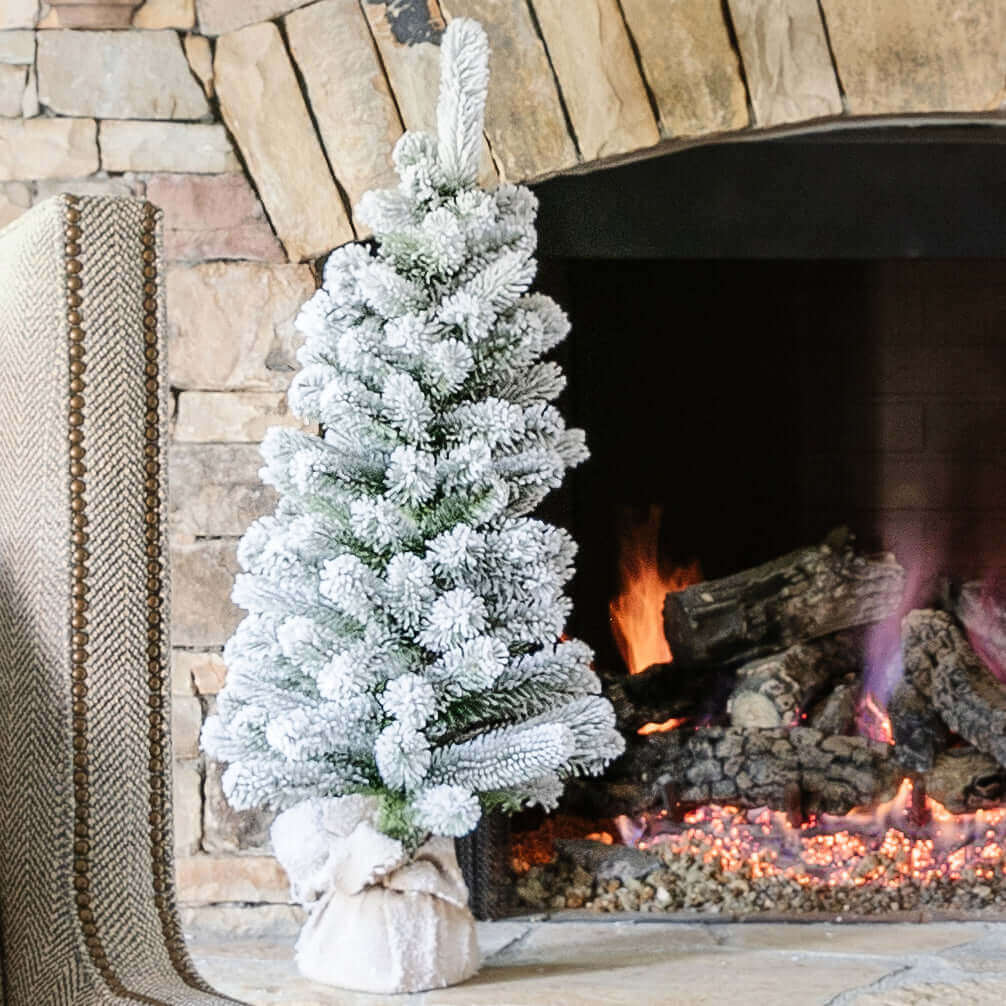 3-Foot King Flock® Artificial Christmas Tabletop Trees